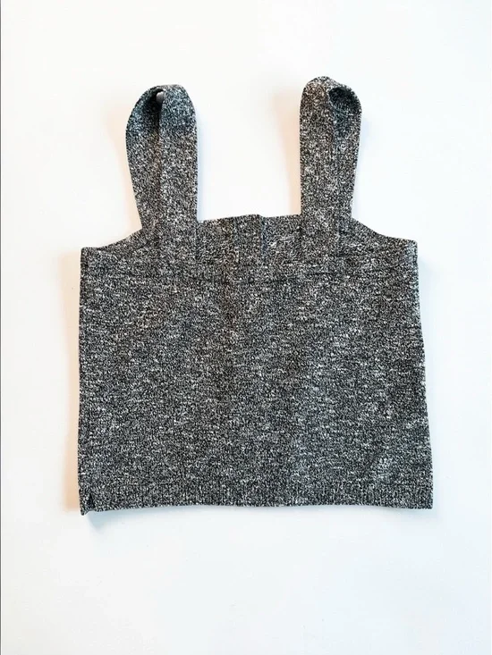 Madewell Square Neck Button Front Sweater Tank Cropped Knit Top - Picture 3 of 8